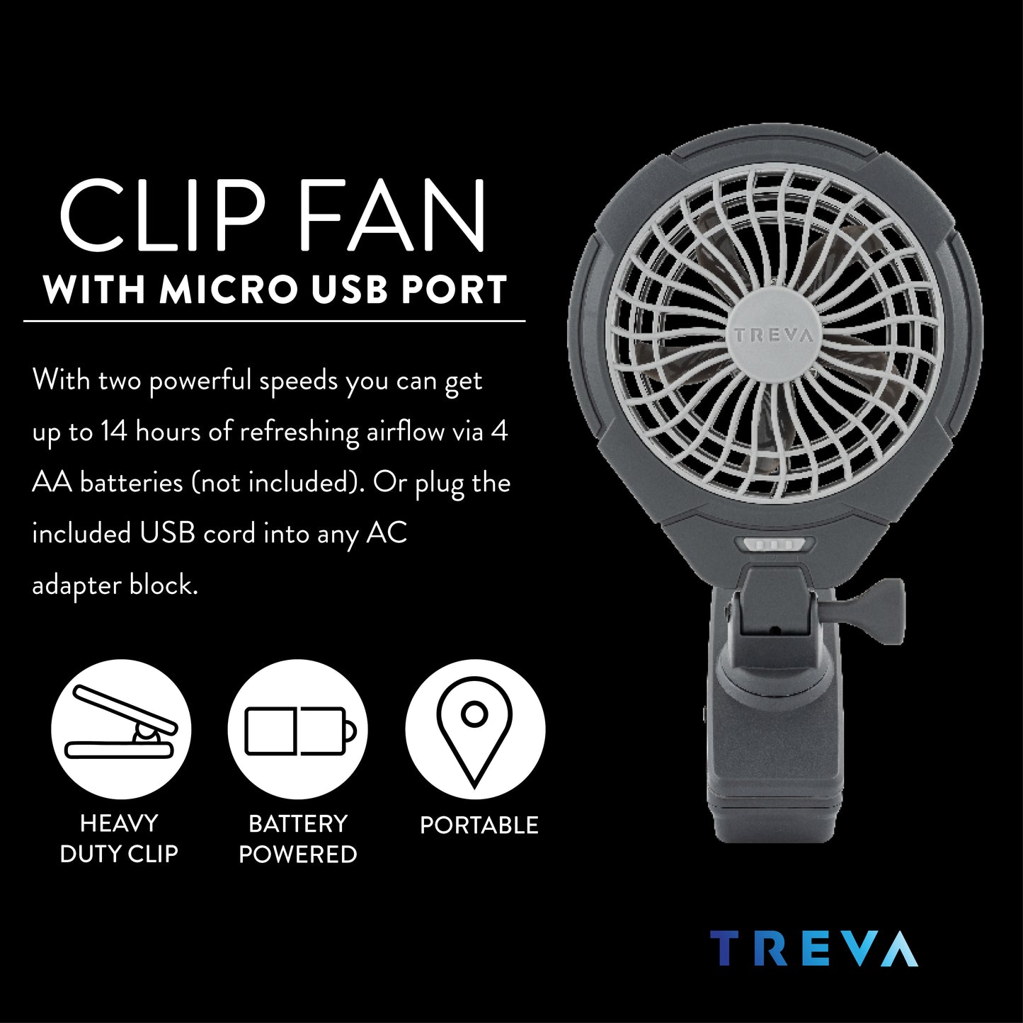 5" CLIP FAN BATTERY + USB