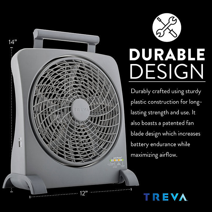 10" SMART POWER RECHARGEABLE FAN with AC/DC ADAPTERS