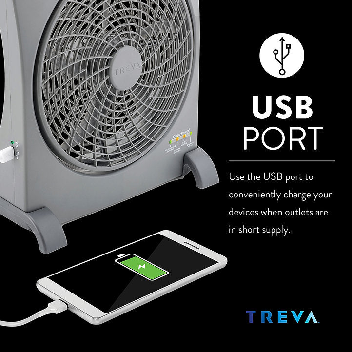10" SMART POWER RECHARGEABLE FAN with AC/DC ADAPTERS