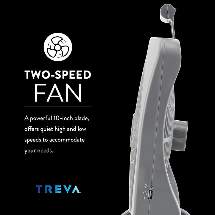 10" SMART POWER RECHARGEABLE FAN with AC/DC ADAPTERS