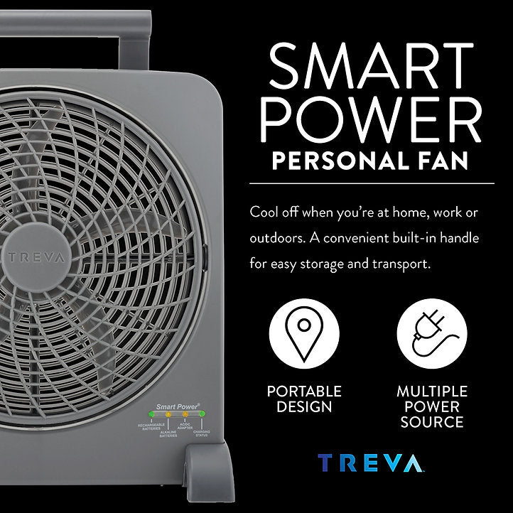 10" SMART POWER RECHARGEABLE FAN with AC/DC ADAPTERS